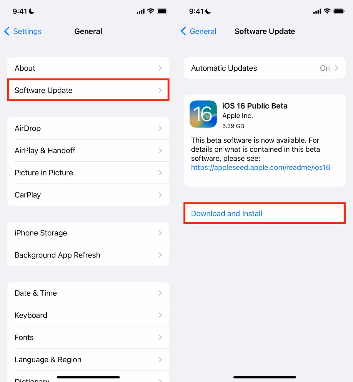 Halaman unduhan beta publik iOS 16