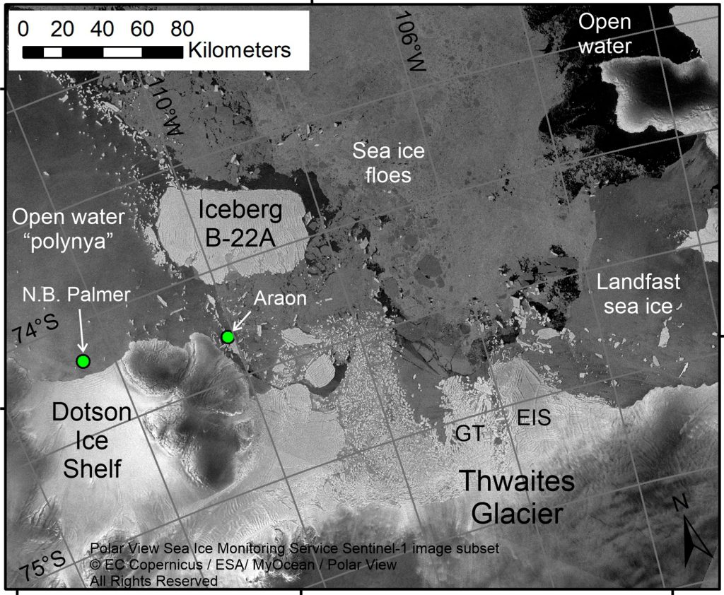 Gambar satelit dari Badan Antariksa Eropa menunjukkan posisinya "Gletser Kiamat."  