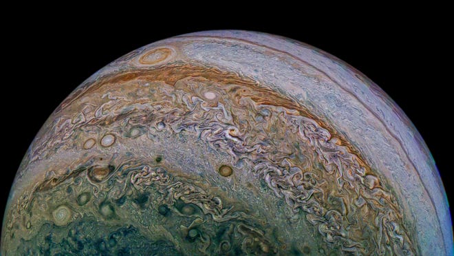 Jupiter, ditangkap oleh pesawat ruang angkasa Juno NASA.