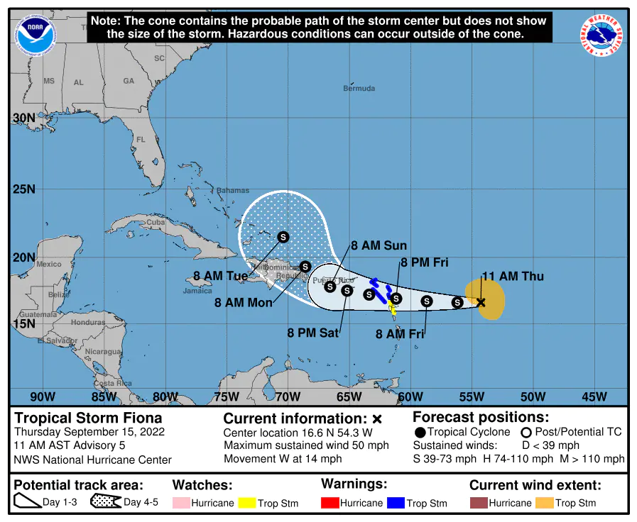 Badai Tropis Fiona sedang terbentuk, segera menghantam Antillen Kecil, Puerto Riko