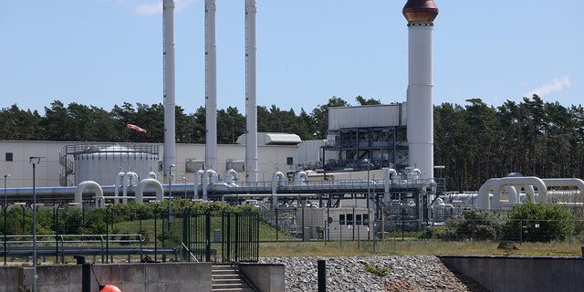   Stasiun penerima pipa gas alam Nord Stream 1 berdiri pada 11 Juli 2022, dekat Lubmin, Jerman.