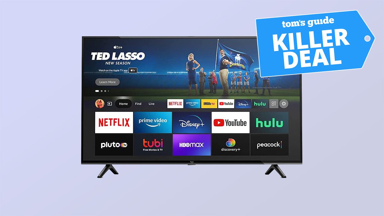 Amazon Fire TV 4K dengan latar belakang ungu